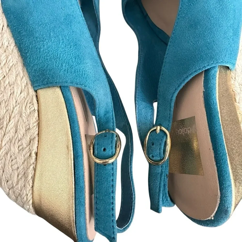 Dolce Vita Teal Suede Wedge Sandals Size 6